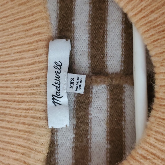 Madewell Stripe-Play Smithe Sweater Size XXS Coziest Yarn Brown White Orange - Picture 5 of 9